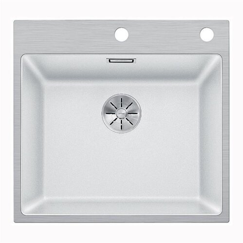 BLANCO Einbauspüle SUBLINE 500-IF/A SteelFrame Silgranit, mit Ablauffernbedienung, weiß