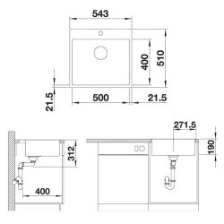 BLANCO Einbauspüle SUBLINE 500-IF/A SteelFrame Silgranit, mit Ablauffernbedienung, weiß