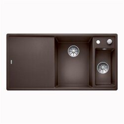 BLANCO Einbauspüle AXIA III 6 S-F Silgranit flächenbündig | InFino Ablauf | Becken rechts | cafe | mit Holz-Schneidbrett