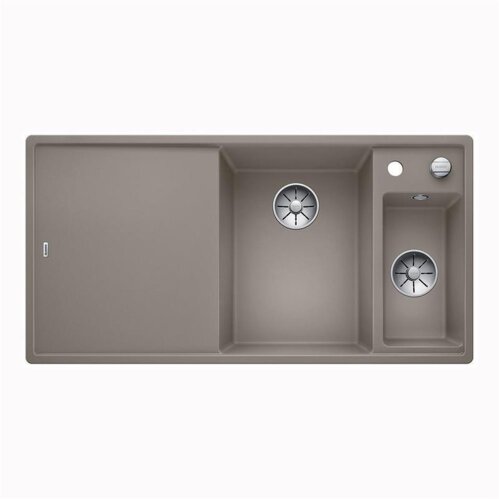 BLANCO Einbauspüle AXIA III 6 S Silgranit | InFino Ablauf | Becken rechts | tartufo | mit Glas-Schneidbrett