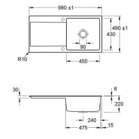 Villeroy & Boch Siluet 60 Flat mit Exzenterbetätigung Classicline i4 Graphit