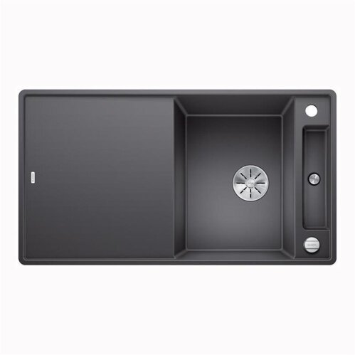 BLANCO Einbauspüle AXIA III 5 S-F Silgranit mit Glasschneidbrett, flächenbündig einbaubar, InFino, felsgrau