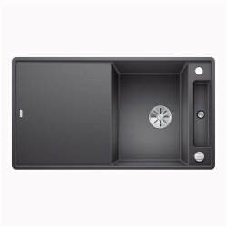 BLANCO Einbauspüle AXIA III 5 S-F Silgranit mit Glasschneidbrett, flächenbündig einbaubar, InFino, felsgrau