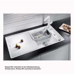 BLANCO Einbauspüle AXIA III 5 S-F Silgranit mit Glasschneidbrett, flächenbündig einbaubar, InFino, felsgrau