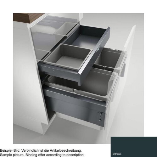 Naber Cox® Base 360 S/600-3 mit Base-Board, Abfallsammler für Frontauszüge, anthrazit, ohne Biodeckel