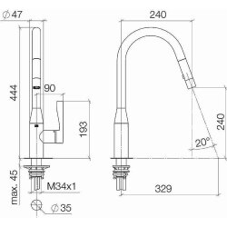 Dornbracht SYNC Einhebelmischer Pull-down mit Brausefunktion I  Küchenarmatur Wasserhahn Spültischarmatur