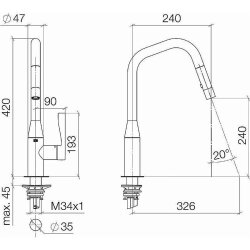 Dornbracht SYNC Einhebelmischer Pull-down mit Brausefunktion I  Küchenarmatur Wasserhahn Spültischarmatur