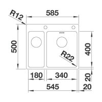 BLANCO Einbaubecken ANDANO 340/180-IF/A Edelstahl Seidenglanz mit InFino Ablaufsystem