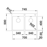 BLANCO Einbaubecken ANDANO 340/340-IF/A Edelstahl Seidenglanz mit InFino Ablaufsystem
