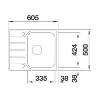 BLANCO Einbauspüle LEMIS 45 S-IF Mini Edelstahl Bürstfinish