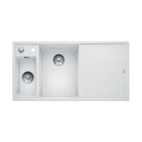 BLANCO Einbauspüle  AXIA III 6 S Silgranit | InFino Ablauf | Becken links | weiß | mit Holz-Schneidbrett