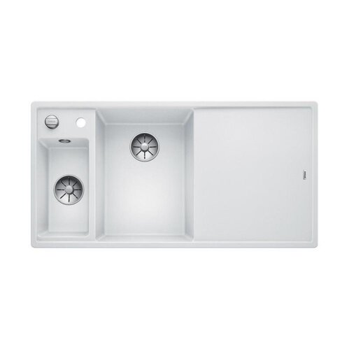 BLANCO Einbauspüle AXIA III 6 S-F Silgranit flächenbündig | InFino Ablauf | Becken links | weiß | mit Glas-Schneidbrett