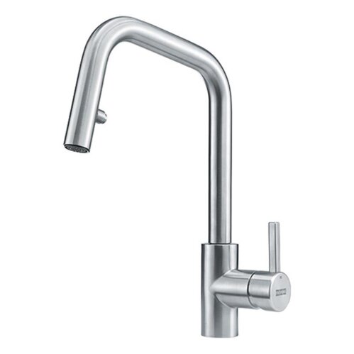 Franke Küchenarmatur Kubus Auszugsbrause Hochdruck Edelstahl massiv ausziehbarer Schlauch mit Brausefunktion