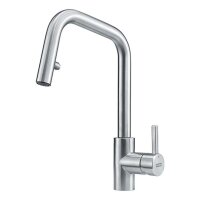Franke Küchenarmatur Kubus Auszugsbrause Hochdruck Edelstahl massiv ausziehbarer Schlauch mit Brausefunktion