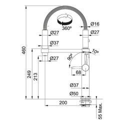 Franke Küchenarmatur Pescara 360° | Flexauslauf, 2 Strahlarten