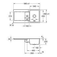 Villeroy & Boch Einbauspüle Siluet 60 R Flat flächenbündig