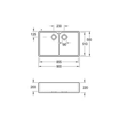 Villeroy & Boch Spülmodul Spülstein Doppelbecken 90 X