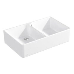Villeroy & Boch Spülmodul Spülstein Doppelbecken 90 X mit Excenterbetätigung Classicline R1 Weiß (alpin) glänzend