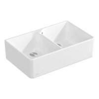 Villeroy & Boch Spülmodul Spülstein Doppelbecken 80 X mit Excenterbetätigung Classicline RW Stone White