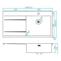 Caressi Einbauspüle CAPPABR und ABL CAPP50 100 x 52 cm Edelstahl
