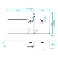 Caressi Einbauspüle CAPP1534ABR / CAPP3415ABL 101 x 52 cm Edelstahl