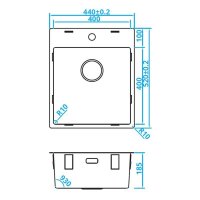 Caressi Einbauspüle Basic Line CABLPP40KR10 44 x 52 cm Edelstahl