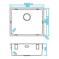 Caressi Einbauspüle Basic Line CABLPP50R10 54 x 44 cm Edelstahl