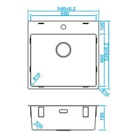 Caressi Einbauspüle Basic Line CABLPP50KR10 54 x 52 cm Edelstahl