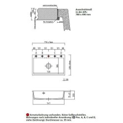 Systemceram Einbauspüle KeraDomo MERA 80 F flächenbündig einbaubar Excenterbedienung Satin