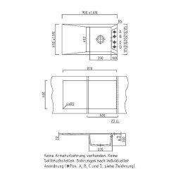 Systemceram Einbauspüle KeraDomo SIRO 90 Excenterbedienung Satin