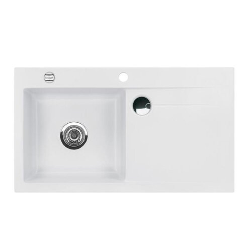 Systemceram Einbauspüle KeraDomo STEMA 90 F flächenbündig Becken links Excenterbedienung Satin