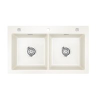Systemceram Einbauspüle KeraDomo MERA TWIN 2 Excenterbedienungen Magnolie
