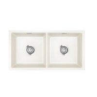 Systemceram Unterbauspüle KeraDomo MERA TWIN U/g (mit geschliffener Oberseite) Handbedienung Magnolie