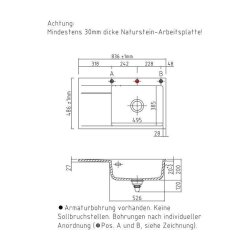 Systemceram Einbauspüle KeraDomo STEMA 86 SL F Becken rechts flächenbündig