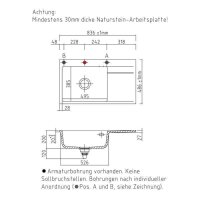 Systemceram Einbauspüle KeraDomo STEMA 86 SL F Becken links flächenbündig Excenterbedienung Titan