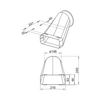 Naber COMPAIR System Ø 150 Stahl SF-VEST 150 Versatzendstück, verzinkter Stahl