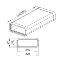 Naber COMPAIR System Ø 150 Stahl SF-VRO 150 Flachkanalrohr, verzinkter Stahl