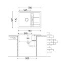 Naber Einbauspülen-Set Corto 780 Cin-Nagranit nero mit Küchenarmatur Drive 1S Edelstahlfarbig/schwarz Hochdruck