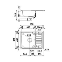 Naber Einbauspülen-Set Nava 1 Edelstahl mit Küchenarmatur Drive 1 Chrom Hochdruck