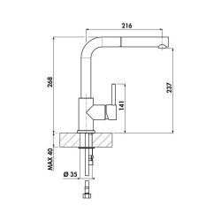 Naber LINEA Küchenarmatur Arco 2 mit ausziehbarem Auslauf graphit Hochdruck