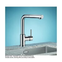 Naber LINEA Küchenarmatur Arco 2 mit ausziehbarem Auslauf Edelstahlfinish Niederdruck
