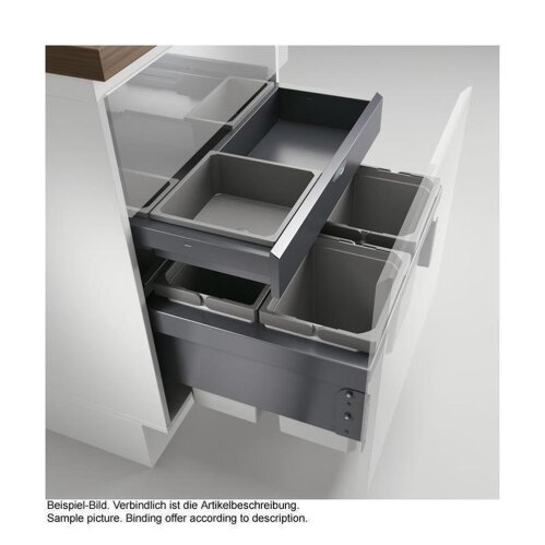 Naber Abfallsammler Cox® Base 360 S/600-4 mit Base-Board, für Frontauszüge, mit Biodeckel, anthrazit