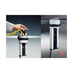 EVOline Port 1, versenkbares Steckdosenelement, mit 3 Schukosteckdosen, Deckel und Profil schwarz