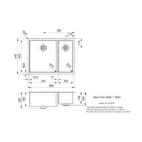 Reginox Einbaubecken New York 34/18x40 Edelstahl Becken links mit Handbetätigung