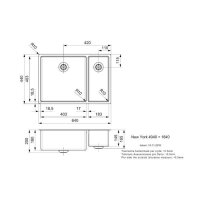 Reginox Einbaubecken New York 40/18x40 Edelstahl Becken links mit Handbetätigung