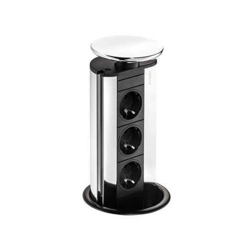 EVOline Port 1, versenkbares Steckdosenelement, mit 3 Schukosteckdosen