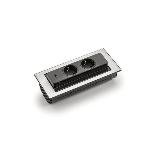 EVOline One Einbausteckdose USB, Gehäuse & Zierring schwarz