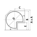 VS COR Wheel Pro, 3/4 Tablarvariante, 90 x 90 cm Eckschrank, 1 Stück mit Reling silber
