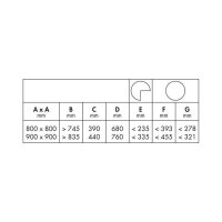 VS COR Wheel Pro, 4/4 Tablarvariante, Eckschrank 90 x 90 cm, inkl. Beschlag und Tablarboden