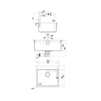 Naber Einbauspülen-Set Corno Turno 60, Spüle und integrierte Armatur Turno, Edelstahl